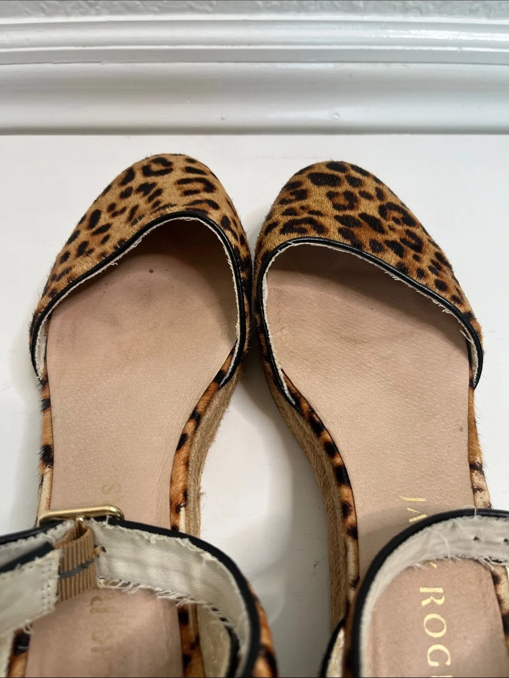Jack Rogers Palmer Leopard Calf Hair Wedge Espadrilles Sz 9.5